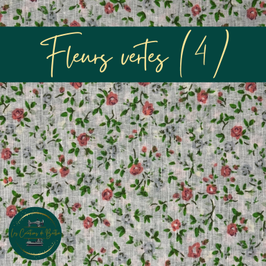 Tissu à motifs de fleurs vertes et roses sur fond clair.