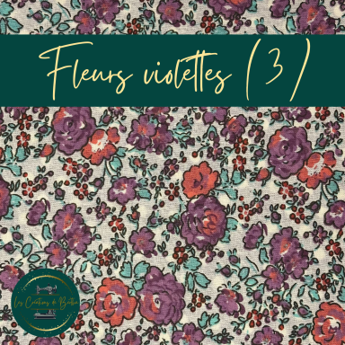 Fond floral avec des fleurs violettes et rouges sur fond clair.