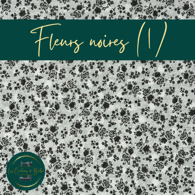 Motif floral avec des fleurs noires sur fond clair.